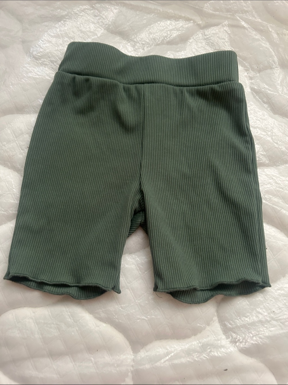 shosho Ribbed High-Waist Shorts in Sage Green